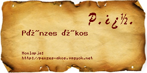 Pénzes Ákos névjegykártya